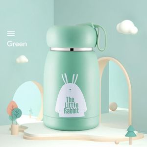Cartoon Thermos Mug Intelligent Temperature Measurement Color Change Display Temperature Water Cup Couple Children Student Cup  Capacity: 320ml(Green)