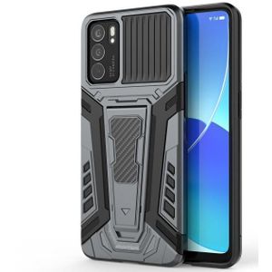 For OPPO Reno6 5G War Chariot Series Armor All-inclusive Shockproof PC + TPU Protective Case with Invisible Holder(Grey)
