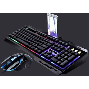 Chasing Leopard G700 USB RGB Backlight Wired Optical Gaming Mouse and Keyboard Set  Keyboard Cable Length: 1.35m  Mouse Cable Length: 1.3m(Black)