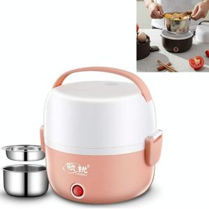 LINGRUI Multi-Function Electric Lunch Box Electric Heating Insulation Cooking Mini Rice Cooker  CN Plug  Specification:Double Layer(Pink)