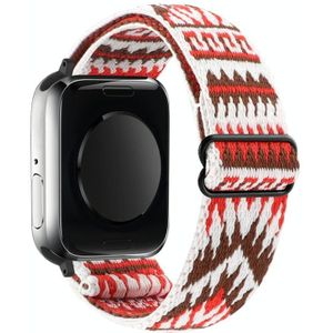 Etnische stijl gesp elastische horlogeband voor Apple Watch Ultra 49 mm / serie 8 & 7 45 mm / SE 2 & 6 & SE & 5 & 4 44 mm / 3 & 2 & 1 42 mm (roodbruine diagonale driehoek)