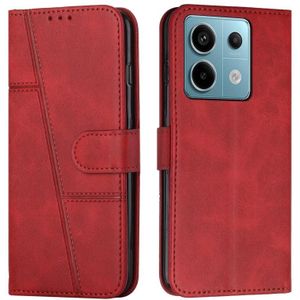 Voor Xiaomi Redmi Note 13 pro Stiksels Kalftextuur Gesp Lederen Telefoonhoesje (Rood)