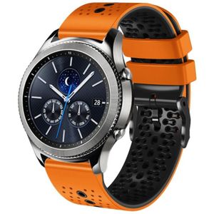 Voor Samsung Gear S3 Classic 22 mm geperforeerde tweekleurige siliconen horlogeband (oranje + zwart)