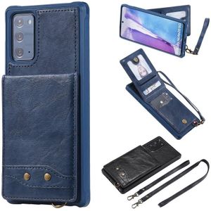 Vertical Flip Wallet Shockproof Back Cover Protective Case with Holder & Card Slots & Lanyard & Photos Frames For Samsung Galaxy Note20(Blue)