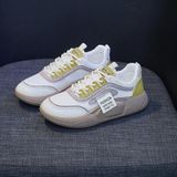 Lente antislip ademende sneakers Colorblock Platform casual schoenen  maat: 35 (mesh geel)
