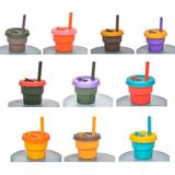 Children Silicone Straw Cups Drop And High Temperature Resistant Water Cups Brown Cup + Turmeric Cover(400ml)