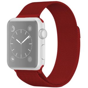For Apple Watch Series 6 & SE & 5 & 4 40mm / 3 & 2 & 1 38mm Milanese Loop Magnetic Stainless Steel Watchband(Rose Red)