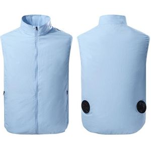 Refrigeration Heatstroke Prevention Outdoor Ice Cool Vest Overalls with Fan  Size:L(Light Blue)