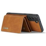 For Samsung Galaxy S21+ DG.MING M1 Series 3-Fold Multi Card Wallet + Magnetic Back Cover Shockproof Case with Holder Function(Brown)