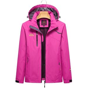 Ladys Outdoor Sports Single Layer Stormsuit Wear Resistant Breathable Waterproof Windproof Couple Mountaineering Suit (Color:Rose Red Size:XXL)