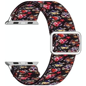 Verstelbare elastische print horlogeband voor Apple Watch Series 6 & se & 5 & 4 40mm / 3 & 2 & 1 38mm (kleur schedel)