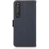 Voor Sony Xperia 1 III Khazneh Side-Magnetic Litchi Echt leer RFID Case