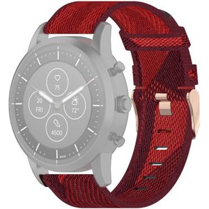 22mm Stripe Weave Nylon Wrist Strap Watch Band for Fossil Hybrid Smartwatch HR  Male Gen 4 Explorist HR & Sport (Red)