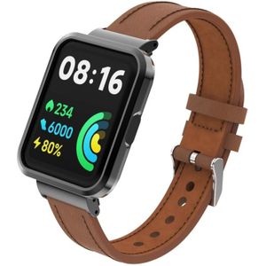 Voor Xiaomi Redmi Watch 2 echt lederen metalen behuizing Geïntegreerde horlogeband