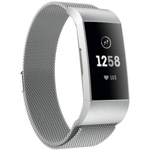 For Fitbit Charger 3 Metal Magnetic Metal Watch Strap(Silver)