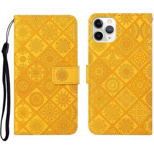 Ethnic Style Embossed Pattern Horizontal Flip Leather Case with Holder & Card Slots & Wallet & Lanyard For iPhone 11 Pro(Yellow)