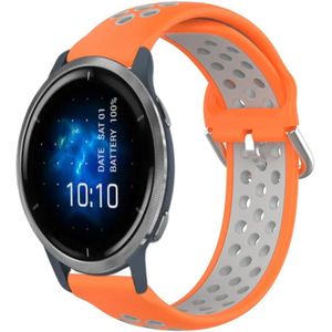 Voor Garmin Venu 2 22 mm geperforeerde ademende sport siliconen horlogeband (oranje + grijs)