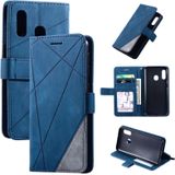 For Samsung Galaxy A20e Skin Feel Splicing Horizontal Flip Leather Case with Holder & Card Slots & Wallet & Photo Frame(Blue)
