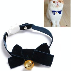 5 PCS Velvet Bowknot Adjustable Pet Collar Cat Dog Rabbit Bow Tie Accessories  Size:S 17-30cm  Style:Bowknot With Bell(Blue)