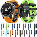 Voor Garmin Fenix 6x 26mm Silicone Sports Two-Color Watch Band (Black+Orange)