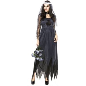 Halloween kostuum vrouwen kant Chiffon zwarte jurk Ghost bruid kleren Cosplay spel uniformen  grootte: L  buste: 80cm  taille: 72 cm  kleding lange: 143 cm