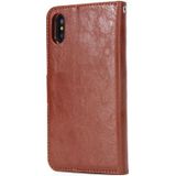 Crazy Horse Texture Detachable Magnetic Back Cover Horizontal Flip Leather Case with Holder & Card Slots & Photo Frame & Wallet For iPhone XS Max(Brown)