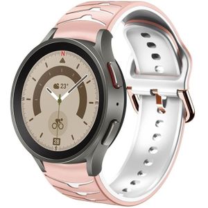 Voor Samsung Galaxy Watch 5 Pro 45 mm gebogen textuur siliconen horlogeband (roze + wit)