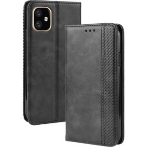 Magnetic Buckle Retro Crazy Horse Texture Horizontal Flip Leather Case for Apple iPhone 11 6.1 inch  with Holder & Card Slots & Photo Frame(Black)