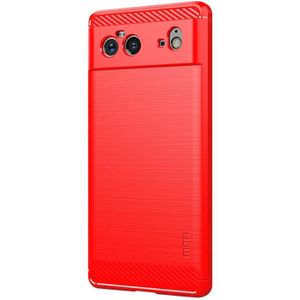 For Google Pixel 6 MOFI Gentleness Series Brushed Texture Carbon Fiber Soft TPU Case(Red)