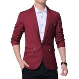 Men Casual Suit Self-cultivation Business Blazer  Size: XL( Wine Red )