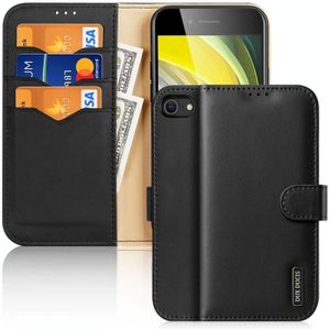 DUX DUCIS Hivo Series Cowhide + PU + TPU Leather Horizontal Flip Case with Holder & Card Slots For iPhone SE 2020 & 8 & 7(Black)