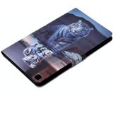 For Samsung Galaxy Tab A 8.0 (2019) T290 / T295 Voltage Painted Pattern Tablet PC Protective Leather Case with Bracket & Card Slots & Anti-skid Strip(Cat and Tiger)