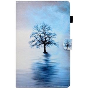 For Kindle Fire HD 8 2016 / 2017 Painted Horizontal Flat Leather Case with Sleep Function & Card Slot & Buckle Anti-skid Strip & Bracket & Wallet(Tree in Water)