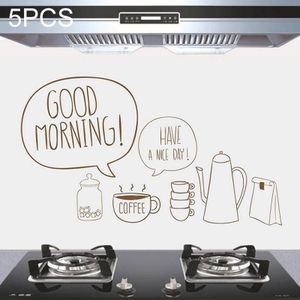 5 PC'S zoete koffie patroon huishoudelijke keuken zelfklevende hoge temperatuur weerstand oliebestendig muur stickers grootte: 60x90cm