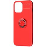 Voor iPhone 12 mini metalen ringhouder 360 graden roterende TPU-behuizing (Rood+Rood)