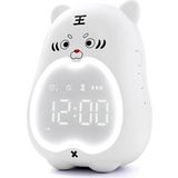 Learning Electronic Alarm Clock Children Night Light(White)
