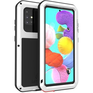 For Galaxy A51 LOVE MEI Metal Shockproof Waterproof Dustproof Protective Case(White)