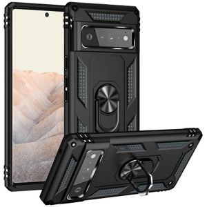 For Google Pixel 6 Pro Shockproof TPU + PC Protective Case with 360 Degree Rotating Holder(Black)