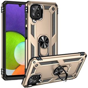 For Samsung Galaxy A22 4G Shockproof TPU + PC Protective Case with 360 Degree Rotating Holder(Gold)