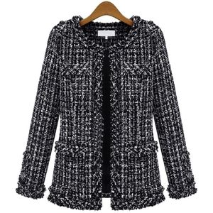 Women Plaid Slim Jacket Coat