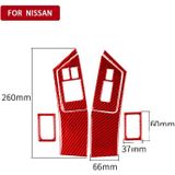 6 PCS / Set Carbon Fiber Car Window Lift Button Door Lock Decorative Sticker for Nissan GTR R35 2008-2016  Left Driving (Red)