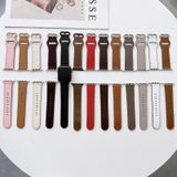 Ovale gesp Echt lederen riem voor Apple Watch Series 7 45 mm / 6 & SE & 5 & 4 44 mm / 3 & 2 & 1 42mm (C)