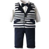 Baby Boy Gentleman Style Shirt Vest Pants Three-piece Set (Color:As Show Size:80cm)