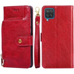 For Samsung Galaxy A12 Zipper Bag PU + TPU Horizontal Flip Leather Case with Holder & Card Slot & Wallet & Lanyard(Red)