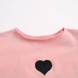 Autumn and Winter Warm Cute Puff Sleeve Top Heart-shaped Embroidered Sweatshirt Girls Tops  Height:100cm(Turmeric)