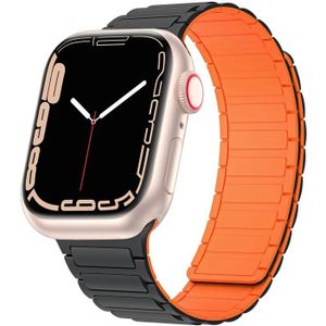 Voor Apple Watch 38 mm magnetische lus siliconen horlogeband (zwart oranje)