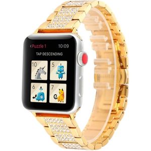 Three beads with Diamond Watch Strap for Apple Watch Series 5 & 4 & 3 & 2 & 1 42mm & 44mm(Gold)