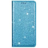 For iPhone 8 / 7 Ultrathin Glitter Magnetic Horizontal Flip Leather Case with Holder & Card Slots(Sky Blue)