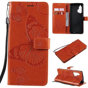 Voor Motorola Edge+ 3D Butterflies Embossing Pattern Horizontale Flip Lederen Case met Holder & Card Slot & Wallet(Orange)