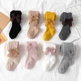 Spring And Autumn Girl Tights Bow Baby Knit Pantyhose Size: S 0-1 Years Old(Lotus Color)